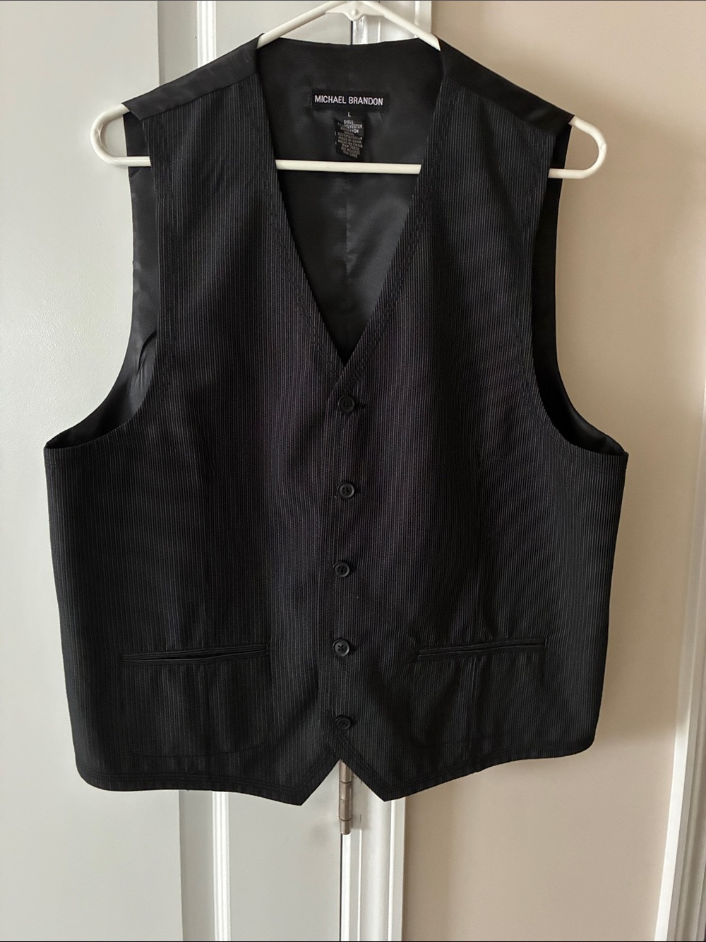 Michael Brandon Black Pinstripe Dress Vest